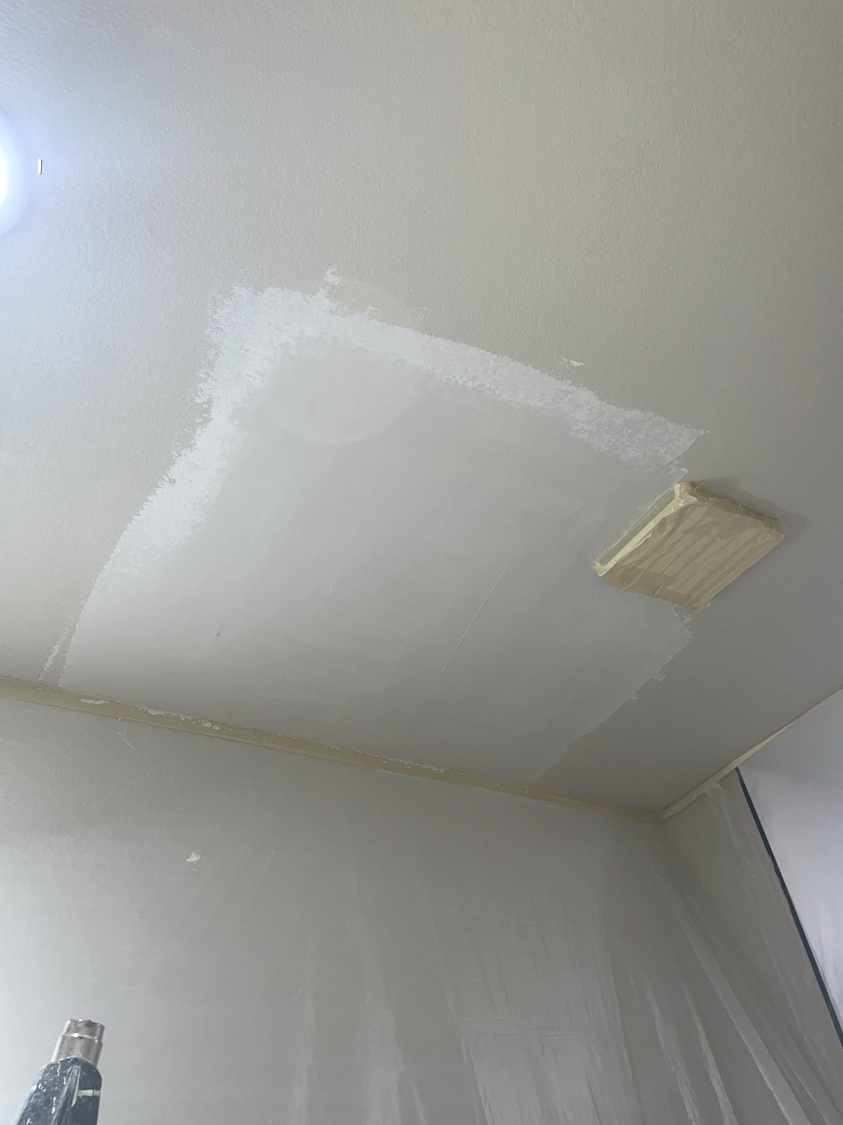 Joint compound applied and feathered out